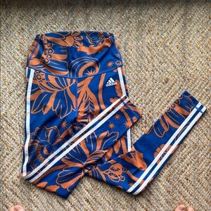 Women’s adidas x farm rio Blue & Orange Floral Athletic Leggings